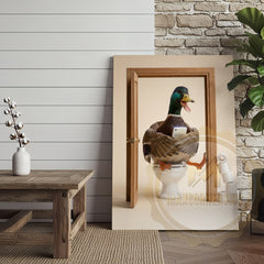 Maxcorners Duck Canvas Bathroom Door Smartphone Humor Canvas Wall Art