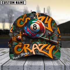Maxcorners Billiard Ball 8 Graffiti Street Personalized Name 3D Cap (6 Colors)