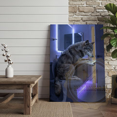 Maxcorners Wolf Canvas LED Mirror Modern Bathroom Night Canvas Wall Art