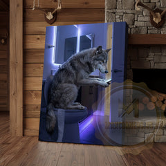 Maxcorners Wolf Canvas LED Mirror Modern Bathroom Night Canvas Wall Art