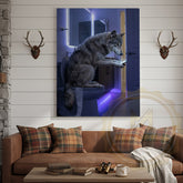 Maxcorners Wolf Canvas LED Mirror Modern Bathroom Night Canvas Wall Art