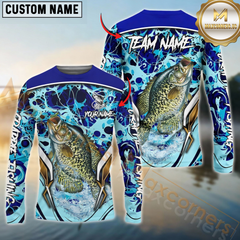 Maxcorners Crappie Fishing Blue Fiction Sea Custom Name & Team Name 3D Shirts