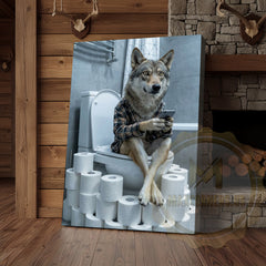 Maxcorners Wolf Canvas Industrial Bathroom Plaid Shirt Humor Canvas Wall Art