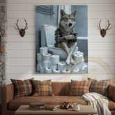 Maxcorners Wolf Canvas Industrial Bathroom Plaid Shirt Humor Canvas Wall Art