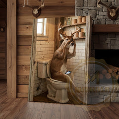 Maxcorners Deer Canvas Rustic Bathroom Coffee Smartphone Humor Canvas Wall Art