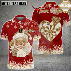 Maxcorners Darts Leopard Print Santa Heart Multicolor Customized Name, Team Name 3D Shirts
