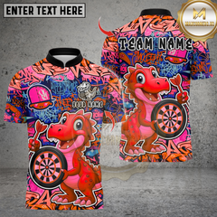 Maxcorners Darts Graffiti Cute Dinosaur Dartboard Multicolor Customized Name Team Name 3D Shirts