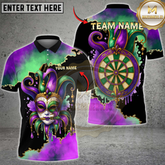 Maxcorners Darts Mardi Gras Mask Personalized Name 3D Unisex Shirt