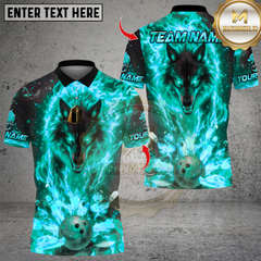 Maxcorners Flaming Wolf With Bowling Multicolor Customized Name, Team Name 3D Shirts