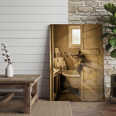 Maxcorners Deer Canvas Wooden Bathroom Bathtub Toilet Paper Canvas Wall Art