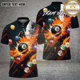 Maxcorners Billiards Shirt Pool Shirt Explosive 8 Ball Fire Effect Multicolor Options Personalized Name, Team Name 3D Shirt (4 Colors)