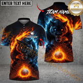 Maxcorner Blazing Wolf Strike Golf Polo Shirt Customized Name, Team Name 3D Shirts (4 Colors)