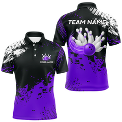 Maxcorners Purple Custom Bowling Shirts for Women Men Bowling Jersey Polo&1/4 Zip Shirt for Team TU1612