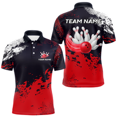 Maxcorners Red Custom Bowling Shirts for Women Men Bowling Jersey Polo&1/4 Zip Shirt for Team TU1612
