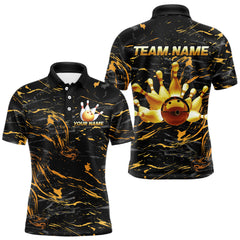 Maxcorners Custom Black and Gold Bowling Tournament Jersey for Men Bowling Team Shirts TU1612