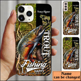 Maxcorners Trout Fishing Jungle Camo Personalized Name Phone Case LM1812