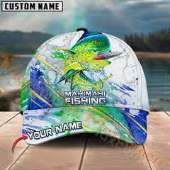 Maxcorners Mahi-Mahi Fishing Gold Premium Skinfish Pattern Sport Pattern Personalized Name 3D Cap MT78
