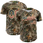 Maxcorners Custom Camo Vintage USA Flag-Cream 3D Woodland Camo Premium Salute To Service Baseball Jerseys LM0210