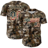 Maxcorners Custom Camo White-Red 3D American Flag Premium Salute To Service Baseball Jersey LM0210