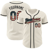 Maxcorners Custom Olive Vintage USA Flag Black-Cream Premium Salute To Service Two Tone Baseball Jersey LM0210