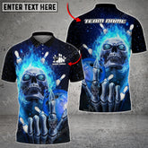 Max Corner Bowling and Pins Skull Fire Pattern Multicolored Bowling jerseys Custom Name And Team 3D Polo Shirt