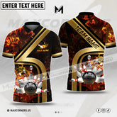 Maxcorners Bowling Ball & Pins Water And Flame Multicolor Option Customized Name 3D Shirt (4 Colors)