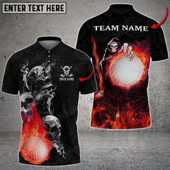 Max Corner Customized Name Skull Fire Golf Ball Multicolor Golf ball Jersey Pattern Custom 3D Polo Shirt