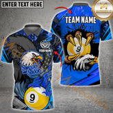 Maxcorners Billiard Eagle Claw 9 Ball Firestorm American Flag Multicolor Options Personalized Name, Team Name 3D Shirt (4 Colors)