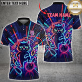 Maxcorners Bowling Neon Grumpy Cat Hate People Art Multioptions Customized Name, Team Name 3D Shirt (5 Colors)
