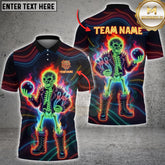 Maxcorners Bowling Neon Skeleton Bowler Punk Style Art Multioptions Customized Name, Team Name 3D Shirt (5 Colors)