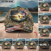 Maxcorners American Flag Fishing Sunrise Farm Scene Camo Custom Name 3D Cap (12 Breeds)