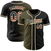 Maxcorners Custom Black Vintage USA Flag-White Premium Baseball Jersey LM0210