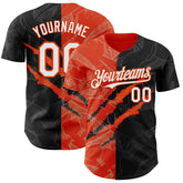 Maxcorners Custom Graffiti Pattern White Black-Orange 3D Scratch Premium Baseball Jersey LM0210