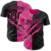 Maxcorners Custom Graffiti Pattern Black-Pink 3D Scratch Premium Baseball Jersey LM0210