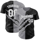 Maxcorners Custom Graffiti Pattern White Black-Gray 3D Scratch Premium Baseball Jersey LM0210