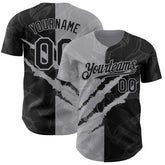 Maxcorners Custom Graffiti Pattern Black-Gray 3D Scratch Premium Baseball Jersey LM0210