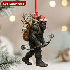 Maxcorners Bigfoot Hunter Christmas Ornament, Funny Sasquatch Archery Decor, Rustic Holiday Gift for Outdoor Adventure Lovers LM0411