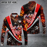 Maxcorners Billiards Thunder Multicolor Option Customized Name Long Sleeve Polo Shirt