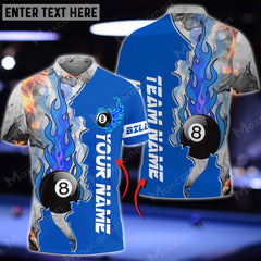 Maxcorners Billiards 8 Ball Fire Smoke Multicolor Options Customized Name 3D Shirt