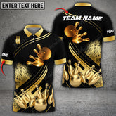 Bowling Ball And Pins Ultimate Golden Multicolor Option Customized Name 3D Shirt (4 Colors)