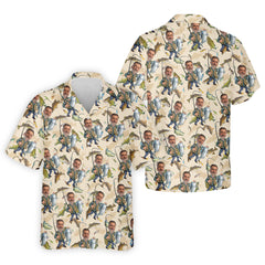 Maxcorners Custom Face Beige Funny Fishing Shirt, Personalized Fishing Shirt, Men's Fishing Shirt