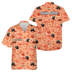 Maxcorners Custom Tropical Plants And Flamingo Hawaiian Bowling Shirt For Men And Women 3 LM0503