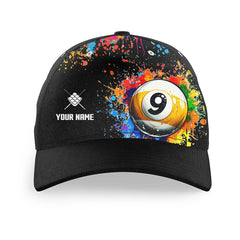 Custom 9 Ball Billiard Cap Funny Colorful Paint Splash Pool Player Cap TU1208