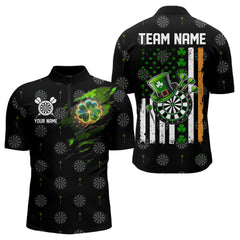 Maxcorners Irish American Flag Saint Patrick Day Dart Shirts For Men Custom Luckiest Shamrock Dart Jerseys