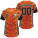 Maxcorners Custom Black Orange Stripes Baseball Shirt Personalized Baseball Jerseys For Men LM0910