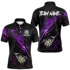 Maxcorners Personalized Purple Horror Shark Men Darts Polo League Shirts Funny Grunge Dart Jerseys TU1512