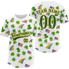 Maxcorners Custom US Flag Patrick Day Baseball Shirt For Men Shamrock Baseball Team Jerseys LM0910