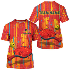 Maxcorners Custom Dripping Pickleball Paddle & Ball Jerseys Men Splashed Colorful Pickleball Shirt LM1501