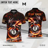 Maxcorners Billiards Dragon Ball 8 Fire Multicolor Options Personalized Name, Team Name 3D Polo Shirt (4 Colors)