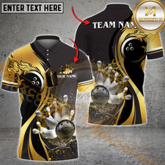 Maxcorners Bowling Golden Splash Multicolor Customized Name, Team Name 3D Shirts